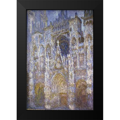 Rouen Cathedral: The Portal, Morning Sun Black Modern Wood Framed Art Print by Monet, Claude