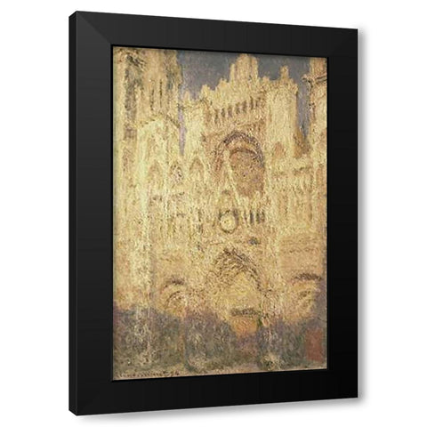 Rouen Cathedral in the Evening Black Modern Wood Framed Art Print with Double Matting by Monet, Claude