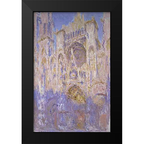 Rouen Cathedral, Effects of Sunlight, Sunset Black Modern Wood Framed Art Print by Monet, Claude