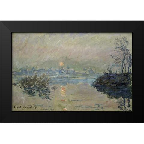 Setting Sun - Soleil couchant Black Modern Wood Framed Art Print by Monet, Claude