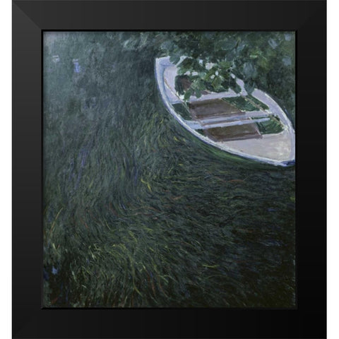 La Barque - The Row Boat, 1887 Black Modern Wood Framed Art Print by Monet, Claude