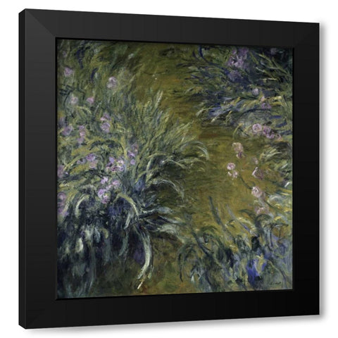 The Path Through the Irises Black Modern Wood Framed Art Print with Double Matting by Monet, Claude