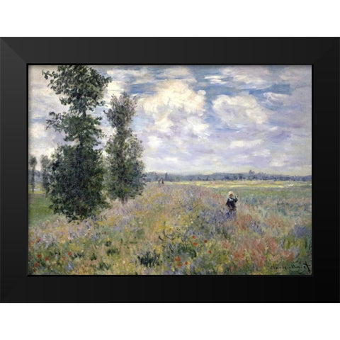 The Poppy Field, Argenteuil Black Modern Wood Framed Art Print by Monet, Claude