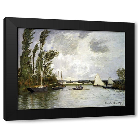 The Small Branch of the Seine at Argenteuil Black Modern Wood Framed Art Print by Monet, Claude