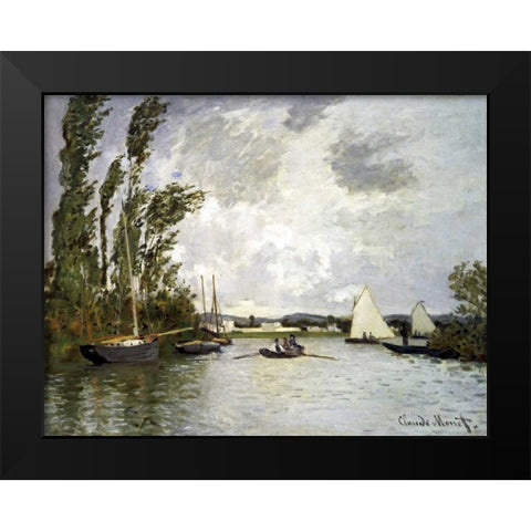 The Small Branch of the Seine at Argenteuil Black Modern Wood Framed Art Print by Monet, Claude