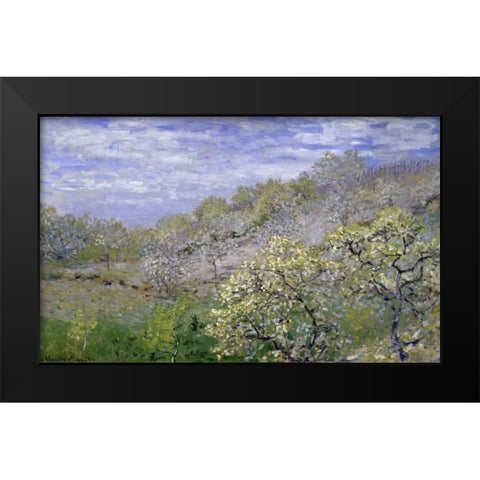 Trees in Bloom - Arbres en fleurs Black Modern Wood Framed Art Print by Monet, Claude