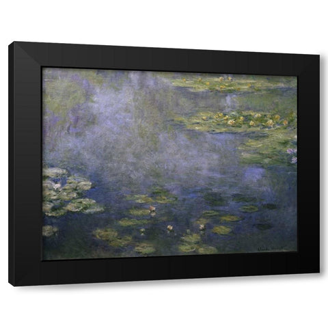 Water Lilies - Nympheas IV Black Modern Wood Framed Art Print with Double Matting by Monet, Claude