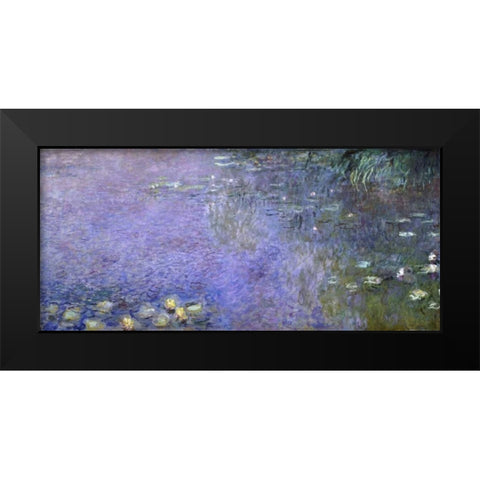 Water Lilies: Morning, c. 1914-26 - center-right panel Black Modern Wood Framed Art Print by Monet, Claude