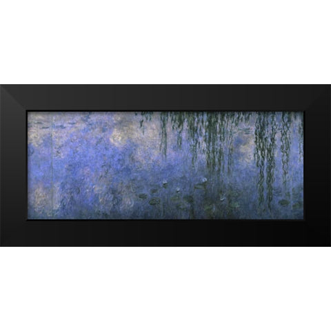 Water Lilies: Morning with Willows, c. 1918-26 - center panel Black Modern Wood Framed Art Print by Monet, Claude