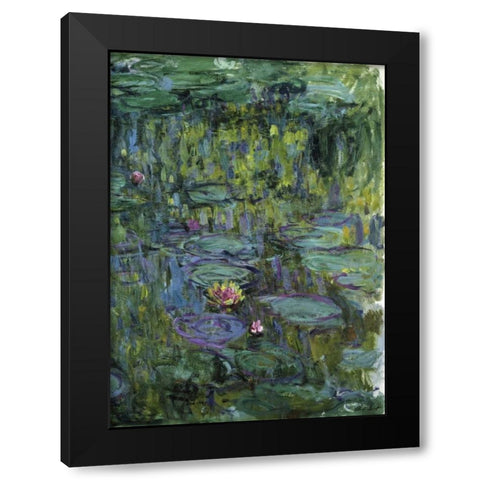 Water Lilies - Nympheas XI Black Modern Wood Framed Art Print by Monet, Claude