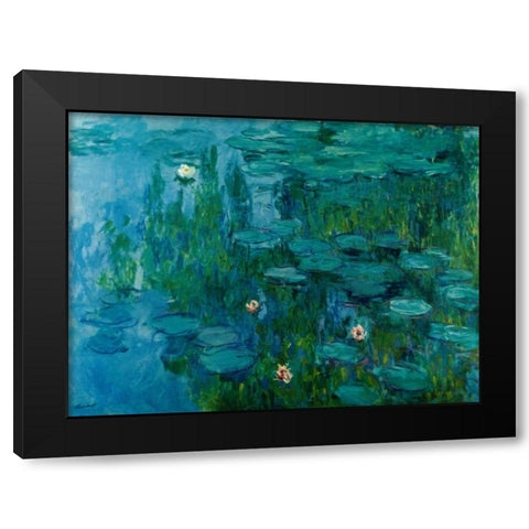 Water Lilies, c.1918-21 Black Modern Wood Framed Art Print by Monet, Claude