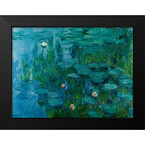 Water Lilies, c.1918-21 Black Modern Wood Framed Art Print by Monet, Claude