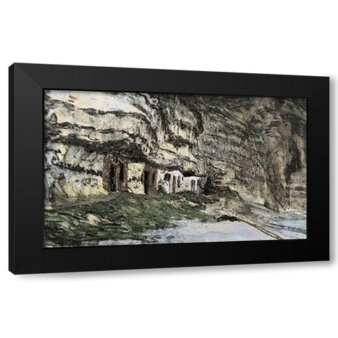 Yport Black Modern Wood Framed Art Print by Monet, Claude