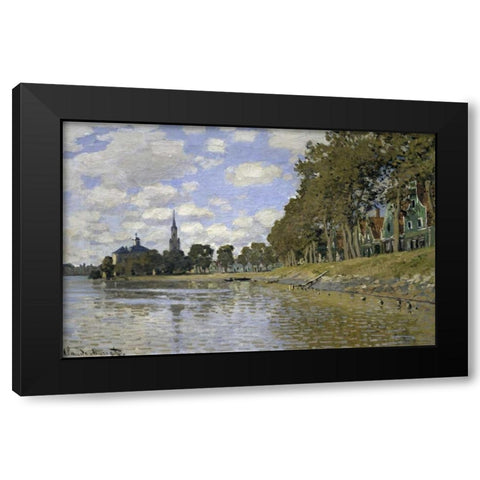 Zaandam - Holland Black Modern Wood Framed Art Print by Monet, Claude