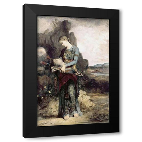 Thracian Maiden Black Modern Wood Framed Art Print by Moreau, Gustave
