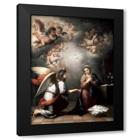 Annunciation Black Modern Wood Framed Art Print by Murillo, Bartolome Esteban