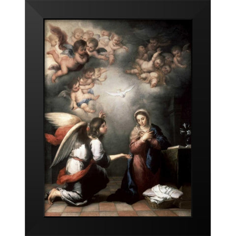 Annunciation Black Modern Wood Framed Art Print by Murillo, Bartolome Esteban