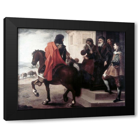 Departure of The Prodigal Son Black Modern Wood Framed Art Print with Double Matting by Murillo, Bartolome Esteban