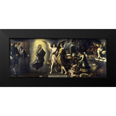 La Cuisine Des Anges Black Modern Wood Framed Art Print by Murillo, Bartolome Esteban