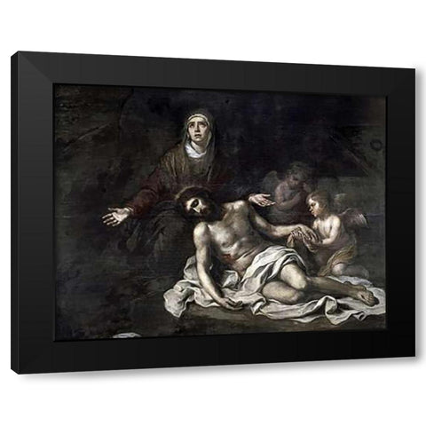 Pieta Black Modern Wood Framed Art Print with Double Matting by Murillo, Bartolome Esteban