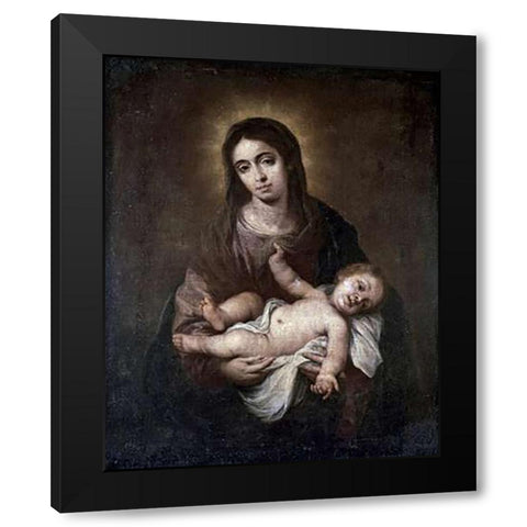 Virgin and Child #1 Black Modern Wood Framed Art Print by Murillo, Bartolome Esteban