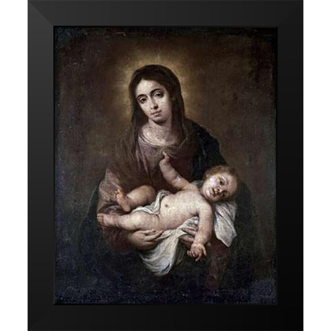 Virgin and Child #1 Black Modern Wood Framed Art Print by Murillo, Bartolome Esteban