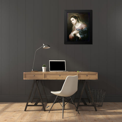 Virgin of The Annunciation Black Modern Wood Framed Art Print by Murillo, Bartolome Esteban