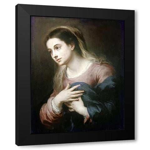 Virgin of The Annunciation Black Modern Wood Framed Art Print with Double Matting by Murillo, Bartolome Esteban
