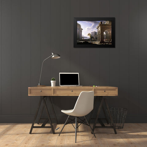 Architectural Study Black Modern Wood Framed Art Print by Panini, Giovanni Paolo