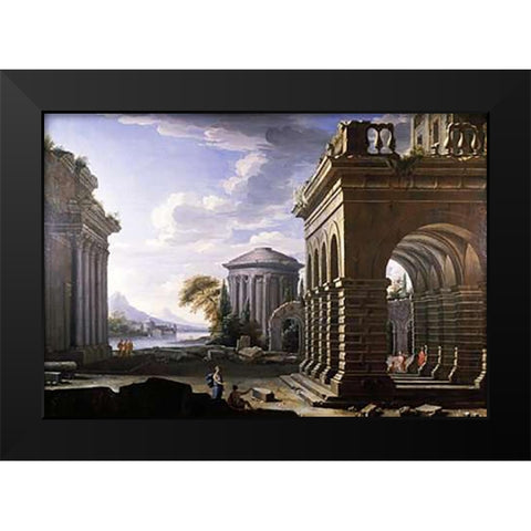Architectural Study Black Modern Wood Framed Art Print by Panini, Giovanni Paolo