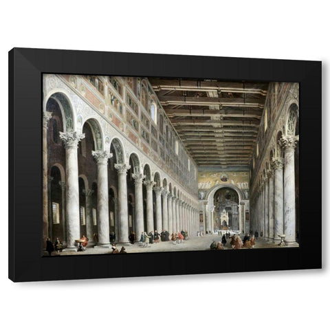 Interior of San Paolo Fuore Le Mure, Rome Black Modern Wood Framed Art Print with Double Matting by Panini, Giovanni Paolo