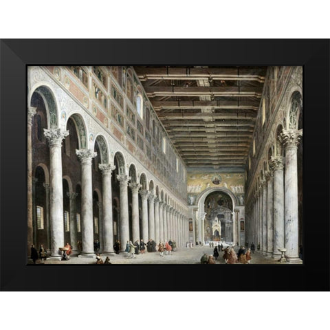 Interior of San Paolo Fuore Le Mure, Rome Black Modern Wood Framed Art Print by Panini, Giovanni Paolo