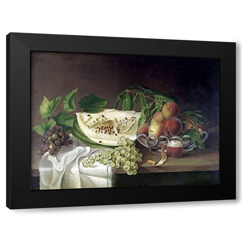 Still Life With Fruit Black Modern Wood Framed Art Print with Double Matting by Peale, Charles Willson