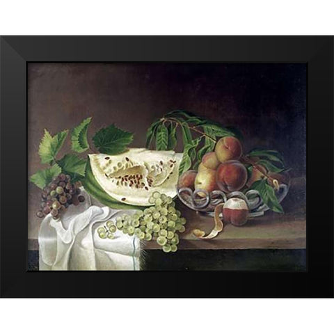 Still Life With Fruit Black Modern Wood Framed Art Print by Peale, Charles Willson