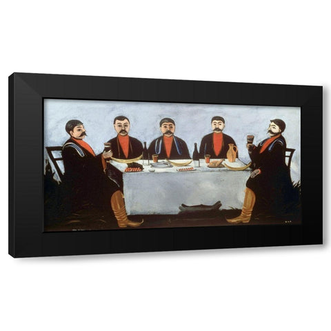 A Feast of Five Princes Black Modern Wood Framed Art Print by Pirosmanasvili, Niko