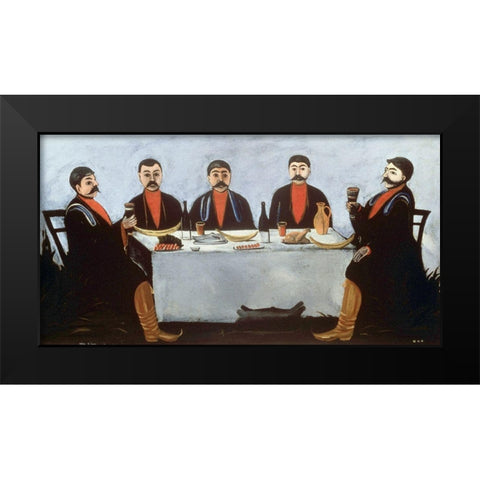 A Feast of Five Princes Black Modern Wood Framed Art Print by Pirosmanasvili, Niko