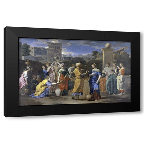 Eliezer and Rebecca Black Modern Wood Framed Art Print by Poussin, Nicolas