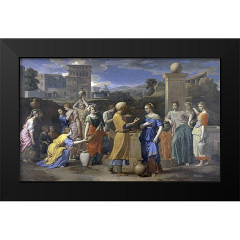 Eliezer and Rebecca Black Modern Wood Framed Art Print by Poussin, Nicolas