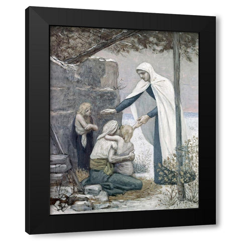 Charity Black Modern Wood Framed Art Print with Double Matting by Puvis de Chavannes, Pierre