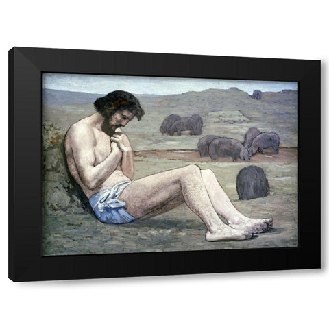 Prodigal Son Black Modern Wood Framed Art Print by Puvis de Chavannes, Pierre