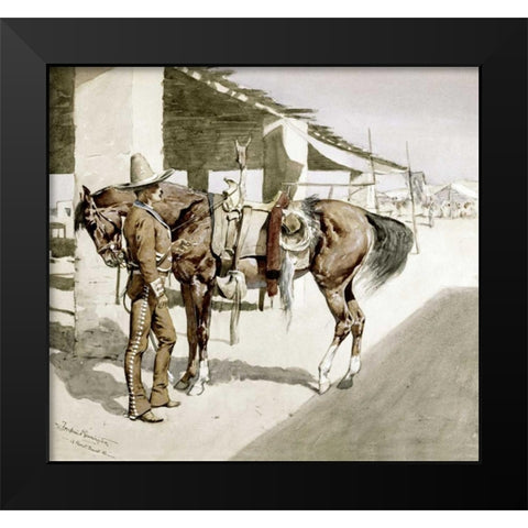 A Rural Guard - Mexico Black Modern Wood Framed Art Print by Remington, Frederic