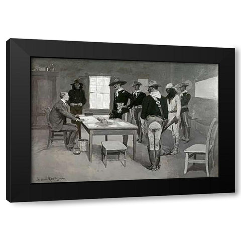 Apache Before The Indian Agency Black Modern Wood Framed Art Print with Double Matting by Remington, Frederic
