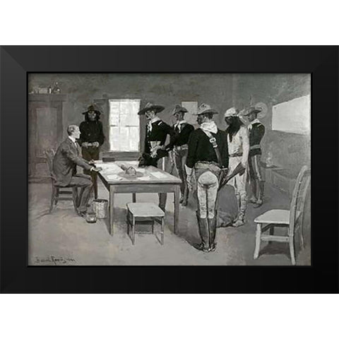 Apache Before The Indian Agency Black Modern Wood Framed Art Print by Remington, Frederic