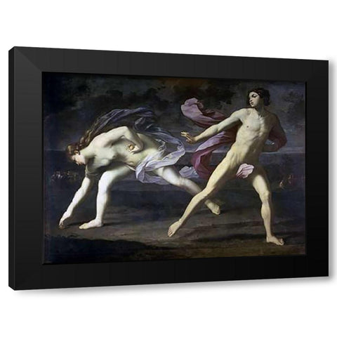 Atalanta and Hippomenes Black Modern Wood Framed Art Print with Double Matting by Reni, Guido