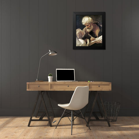 Saint Matthew Black Modern Wood Framed Art Print by Reni, Guido