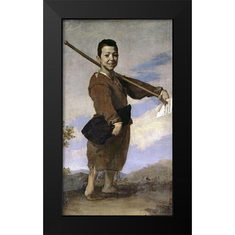 Club-Footed Boy Black Modern Wood Framed Art Print by Ribera, Jusepe de