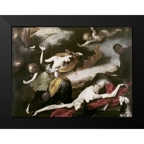 Death of Adonis Black Modern Wood Framed Art Print by Ribera, Jusepe de
