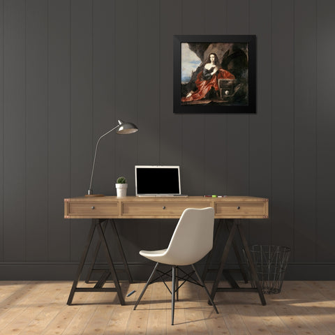 Mary Magdalene Black Modern Wood Framed Art Print by Ribera, Jusepe de