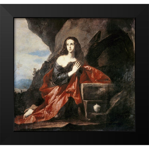 Mary Magdalene Black Modern Wood Framed Art Print by Ribera, Jusepe de
