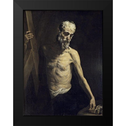 Saint Andrew The Apostle Black Modern Wood Framed Art Print by Ribera, Jusepe de